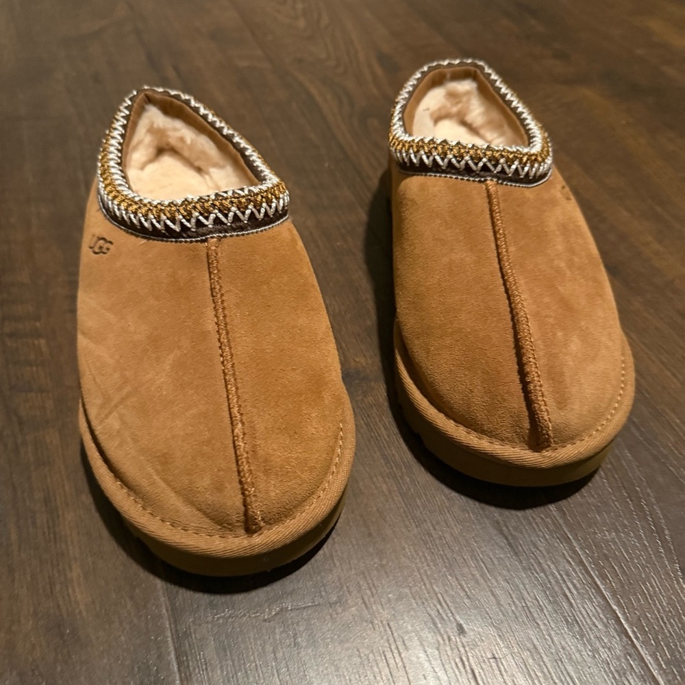 UGG Chestnut Suede Shearling Mule Slippers